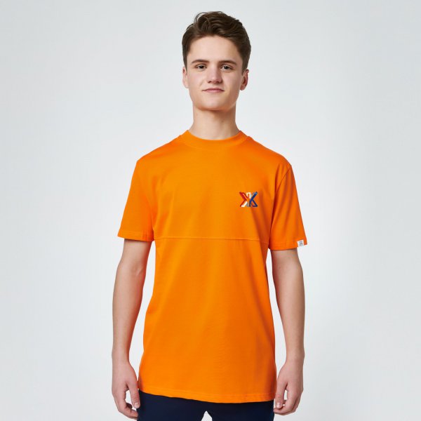 Brush tee chest oranje | regular fit