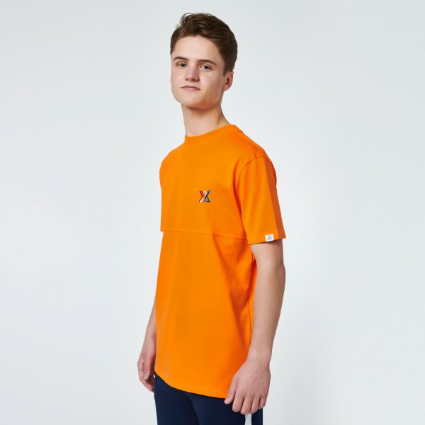 Brush tee chest oranje | regular fit