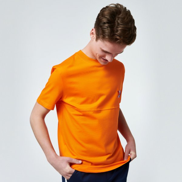 Brush tee chest oranje | regular fit